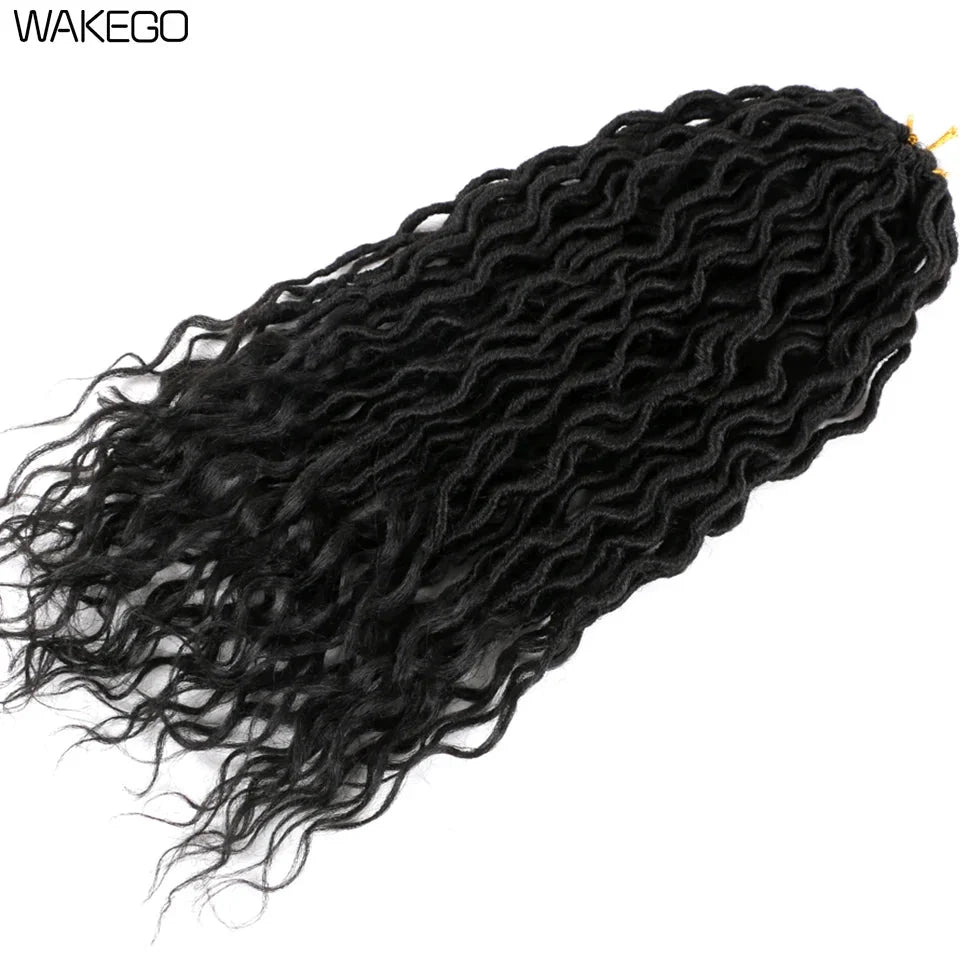Goddess Faux Locs Crochet Hair | 18" Soft Curly Braids | Ombre Dreadlocks Extensions | 24 Strands/Pack