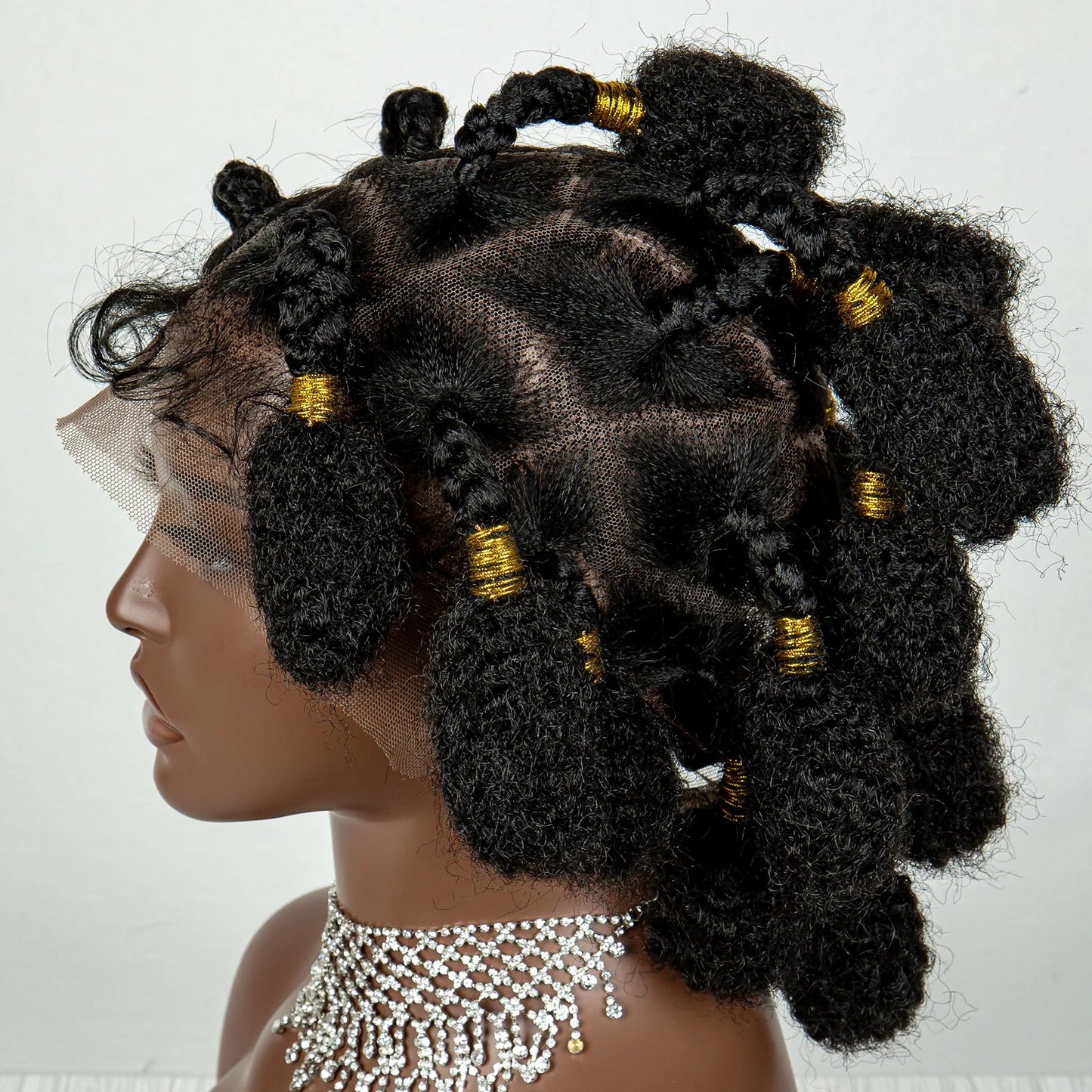 Handmade Bantu Knots Braided Wig | Short Knotless Braids | Full Lace Wig with Baby Hair | Synthetic Braiding Wig for Black Women