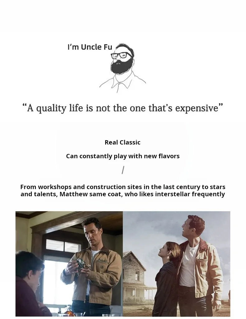 Maden Men's Retro J001 Detroit Jacket Heavyweight Canvas Hunting Coat Lapel Collar Work Jackets with Zipper for Spring Fall