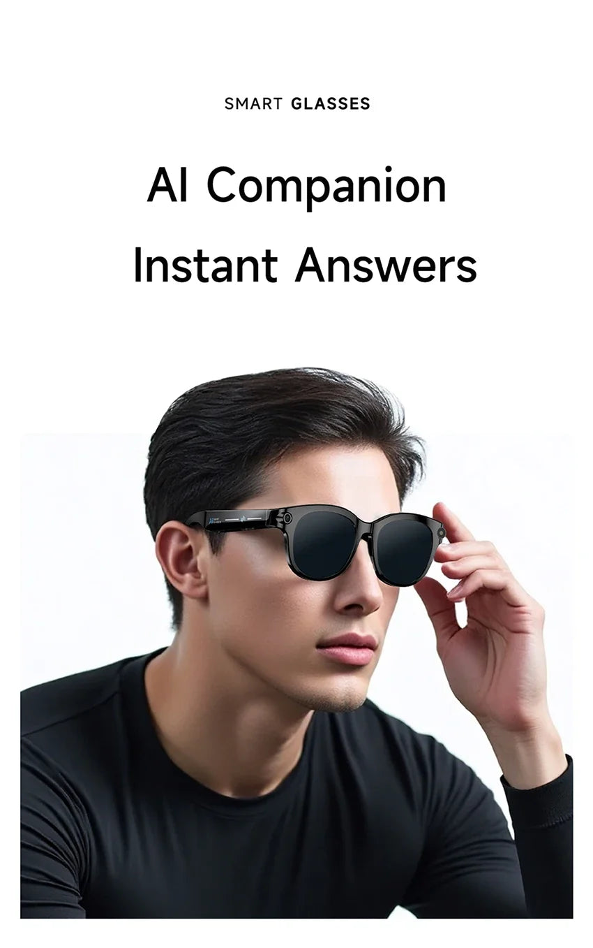 Lenovo 2026 New 8K AI Translation AI Smart Glasses Bluetooth Calling Music Player Camera Control Anti Blue Light Sunglasses