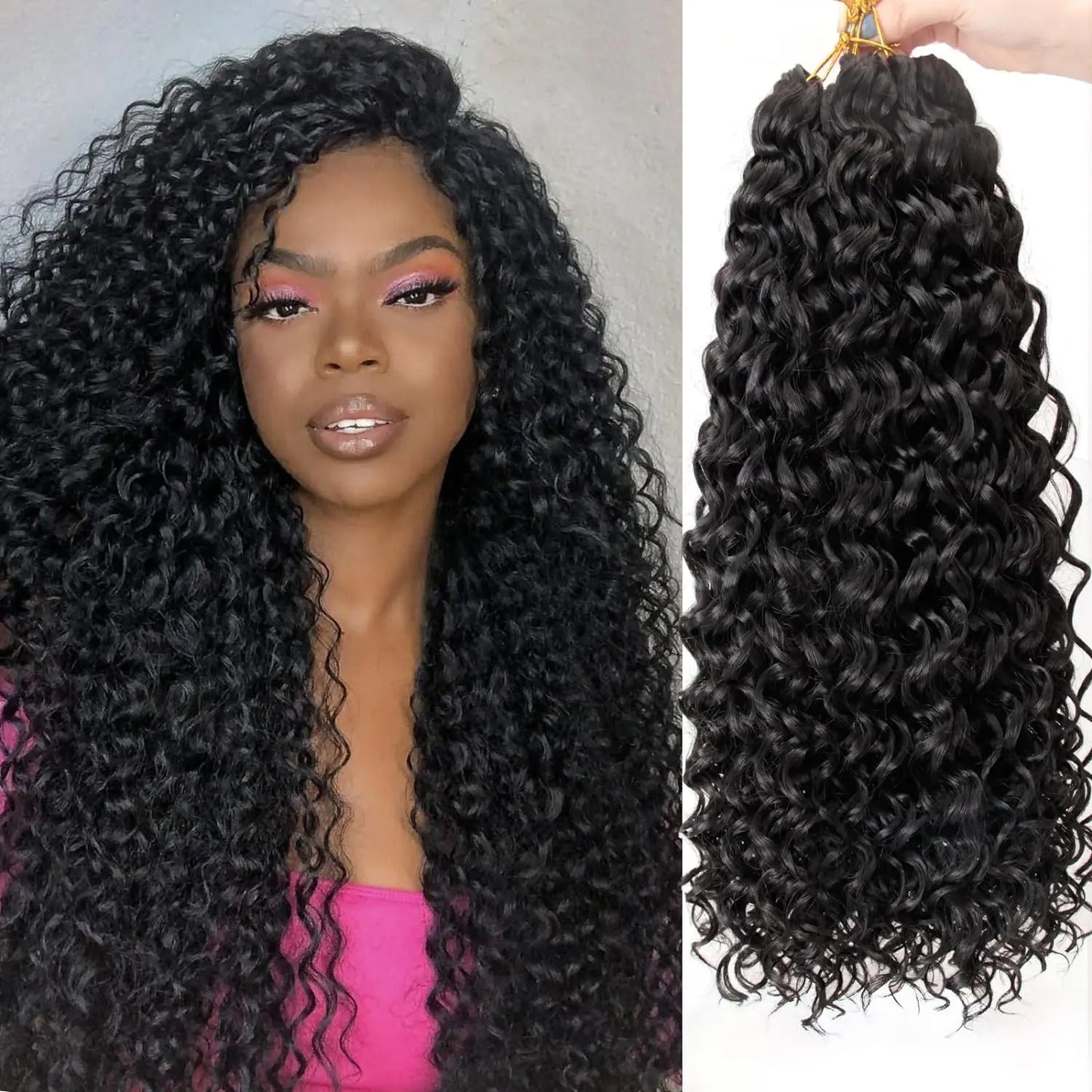 Beach Curl Crochet Hair | Bohemian Deep Wave Braids | 18 Strands per Pack
