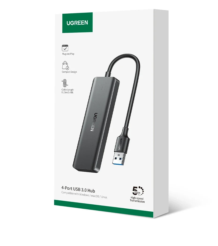 UGREEN USB 3.0 HUB 4 Ports USB-C HUB Slim for Mouse Keyboard Compatible with MacBook Pro Air Laptop Desktop PC Xbox PS5 Splitter
