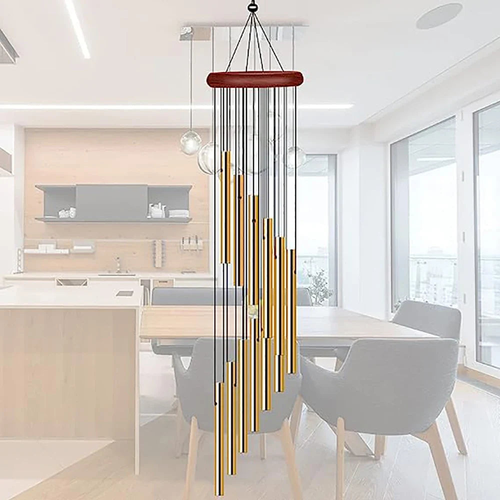1piece 12 Tubes Aluminum Alloy Wind Chimes with Hook Gold/silver Bells for Outside Home Wedding Party Memorial Decoration Gifts