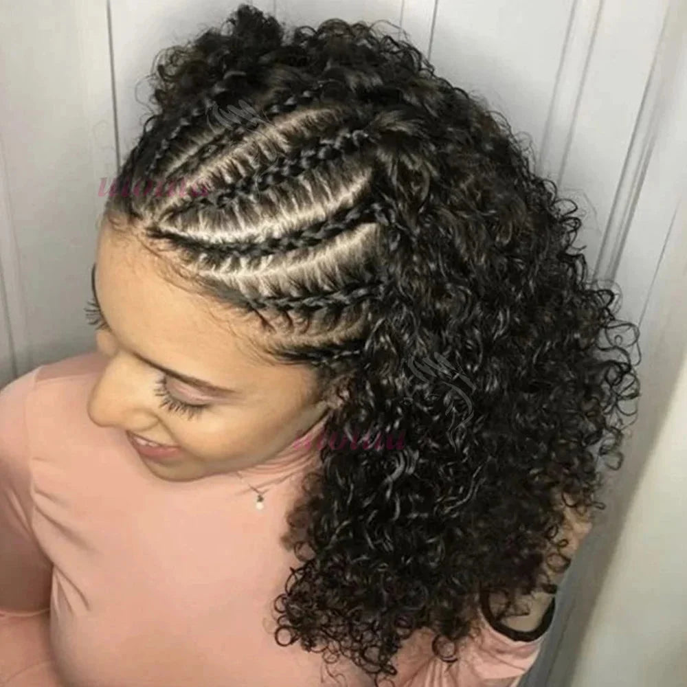 Kinky Curly Braided Bun Wig | 13x4 Lace Front | Human Hair | Remy | 210 Density