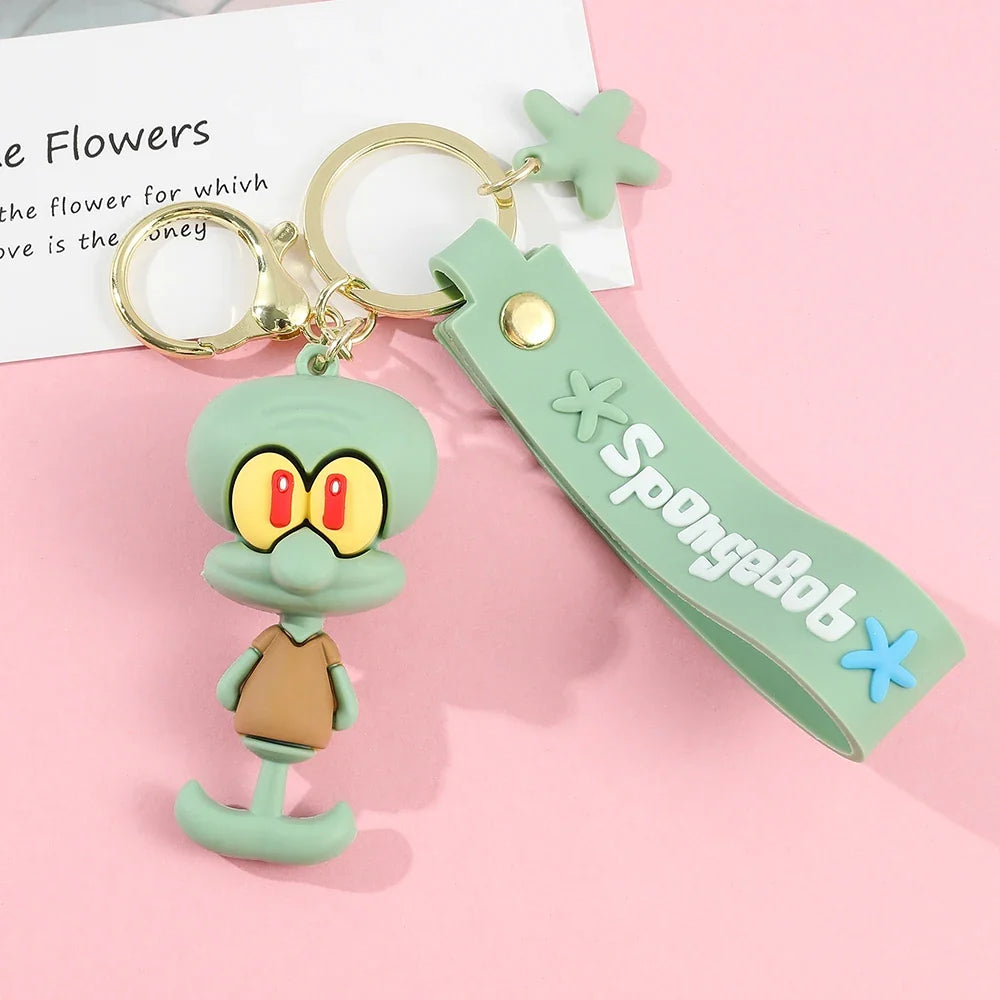 Anime Spongebob Squarepants Keychain Patrick Star Krabs Gary Sandy Kawaii Toys keychain Christmas gift bag Birthday Gift For Kid