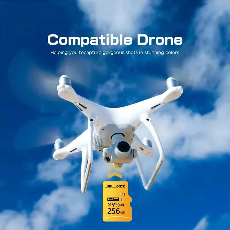 High Speed Micro TF SD Card 128GB 256GB Class 10 U3 V30 Up to 100MB/s for Camera Drone Driving Recorder Waterproof Memory Card