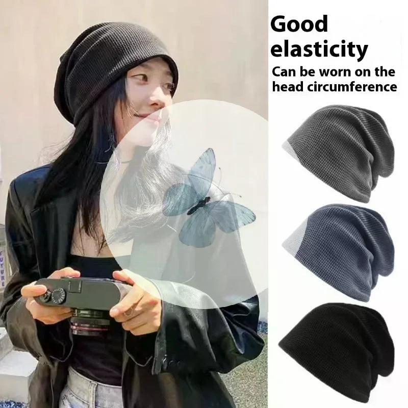 Casual Keep Warm Thin Knit Hat Cute Outdoor Cold Cap Ear Protection Warm Stack Hat For Men Women