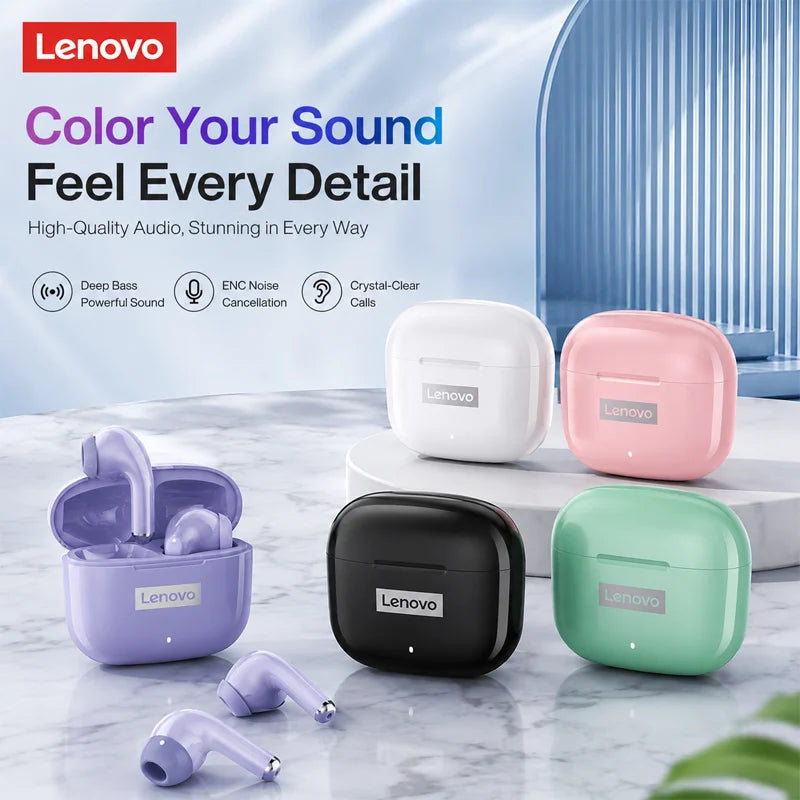 Lenovo LP40 Pro TWS Bluetooth 5.4 Wireless Headphones HiFi Stereo Earphones Gaming Sports Touch Control HD Call With Mic Earbuds