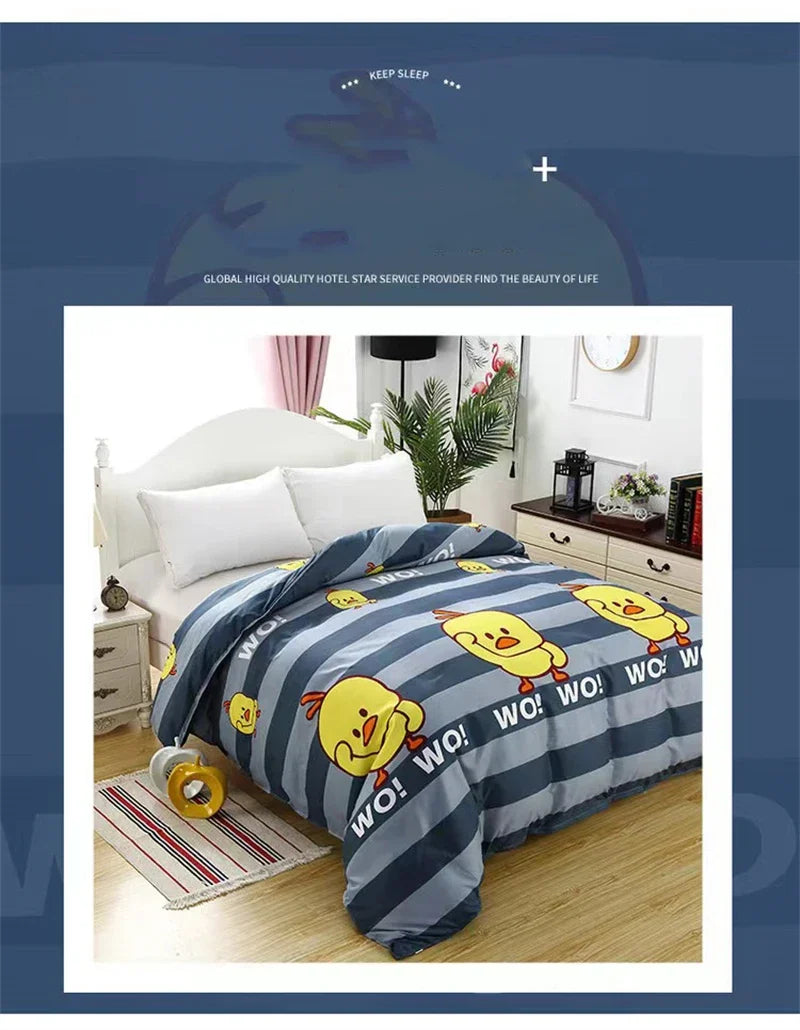 Lovely Cartoon King Size Duvet Cover Set 220x240 Skin Friendly Double Bed Quilt Cover Blanket Comforter Cover and Pillowcase