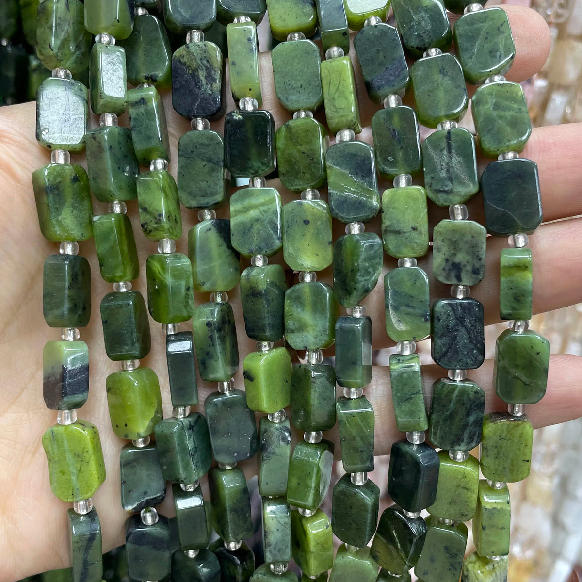 Natural Stone Flat Rectangle Amethyst Lapis Lazuli Quartz Apatite Spacer Beads For Jewelry Making Diy Bracelet Accessorie 8*12MM