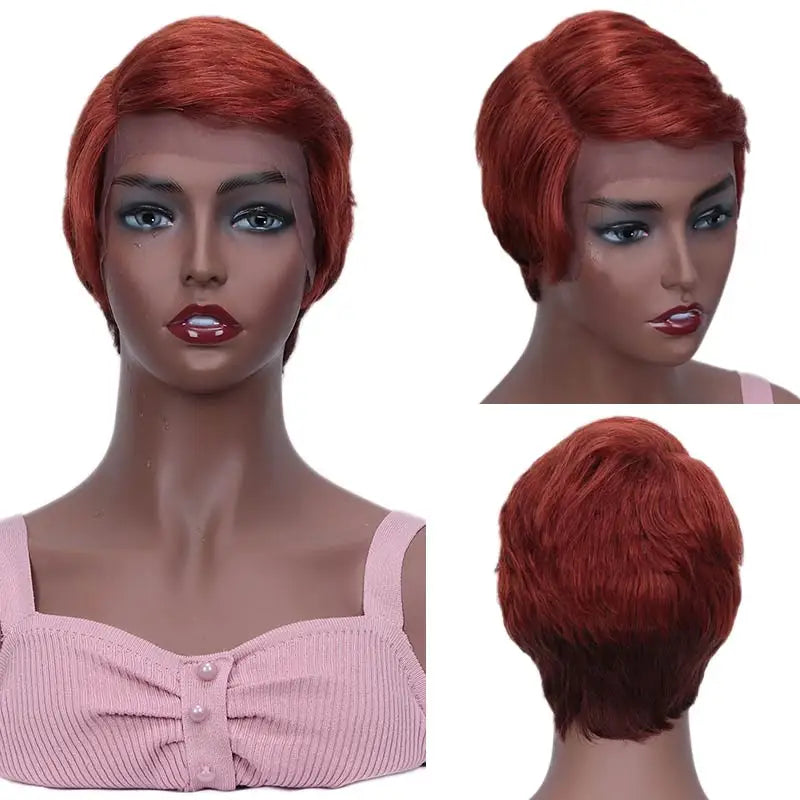 Peruvian Straight Pixie Cut Bob Wig | T-Part Transparent Lace Human Hair (Pre-Plucked Hairline)