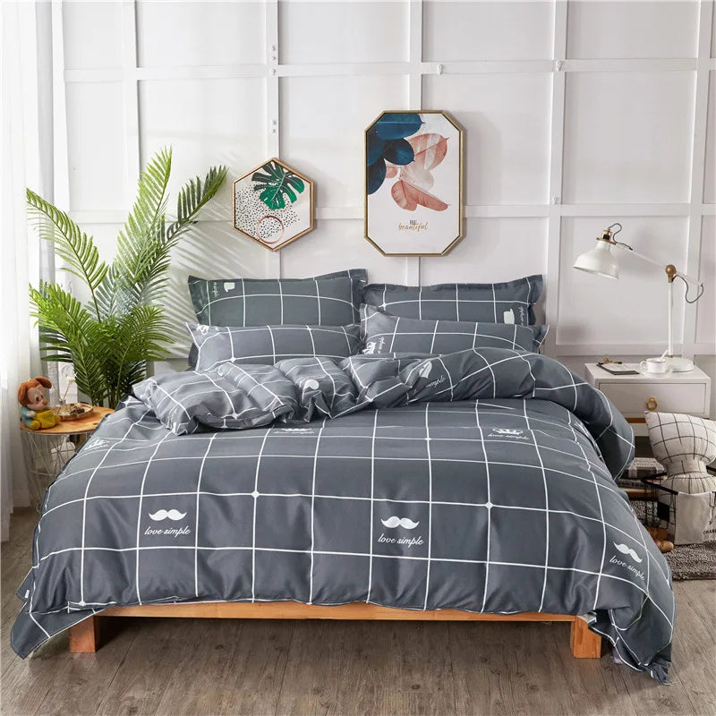 Lovely Cartoon King Size Duvet Cover Set 220x240 Skin Friendly Double Bed Quilt Cover Blanket Comforter Cover and Pillowcase