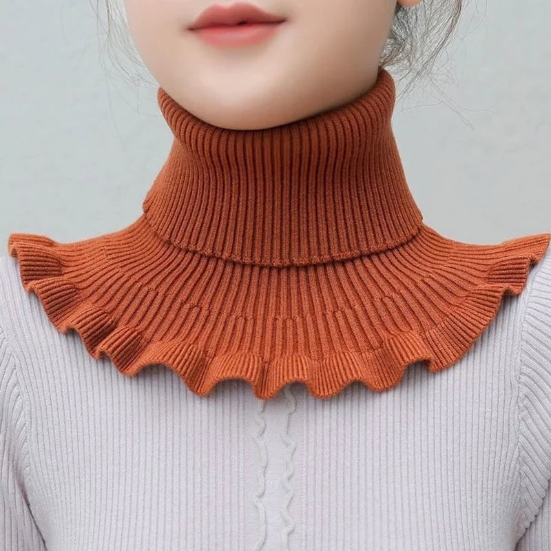 Warm Knitted Fake Collar Women Thicken Turtleneck Ruffles False Collars Detachable Neck Guard Winter Windproof Fake Collar
