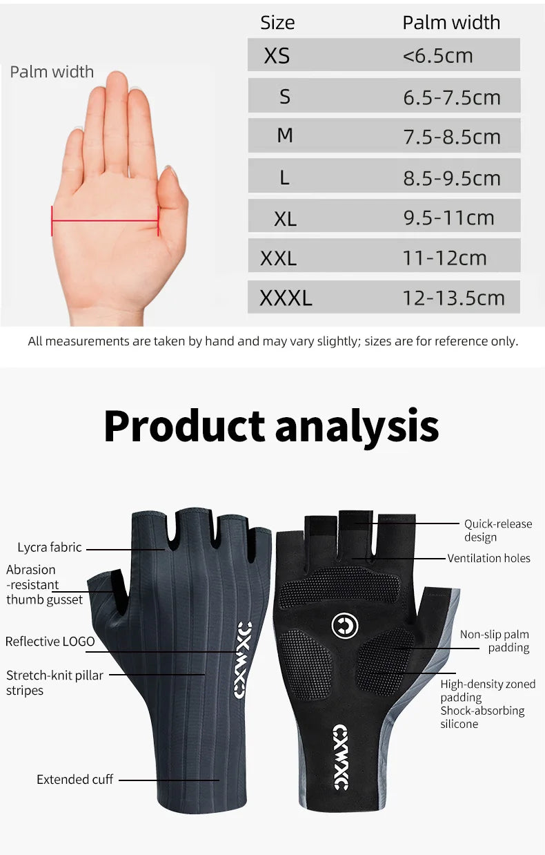 CXWXC Cycling Half Finger Gloves Men Women Breathable Anti-slip Glove Fitness Sport Training Gloves With Extended Wrist Guard