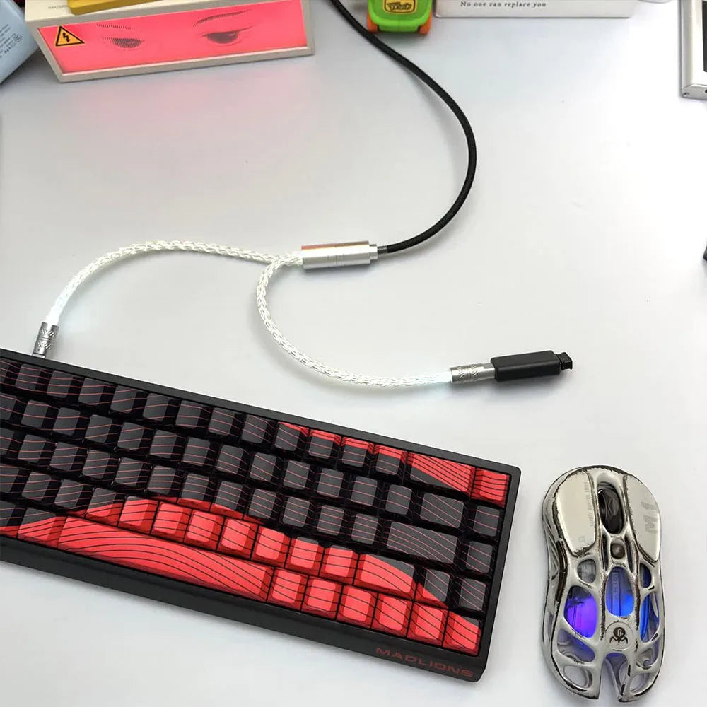 Dual 1 in 2 Type-C 8k Magnetic Control Lighting Supports Magnetic Axis Keyboard Cable Mechanical Keyboard Cable Usb to Type C