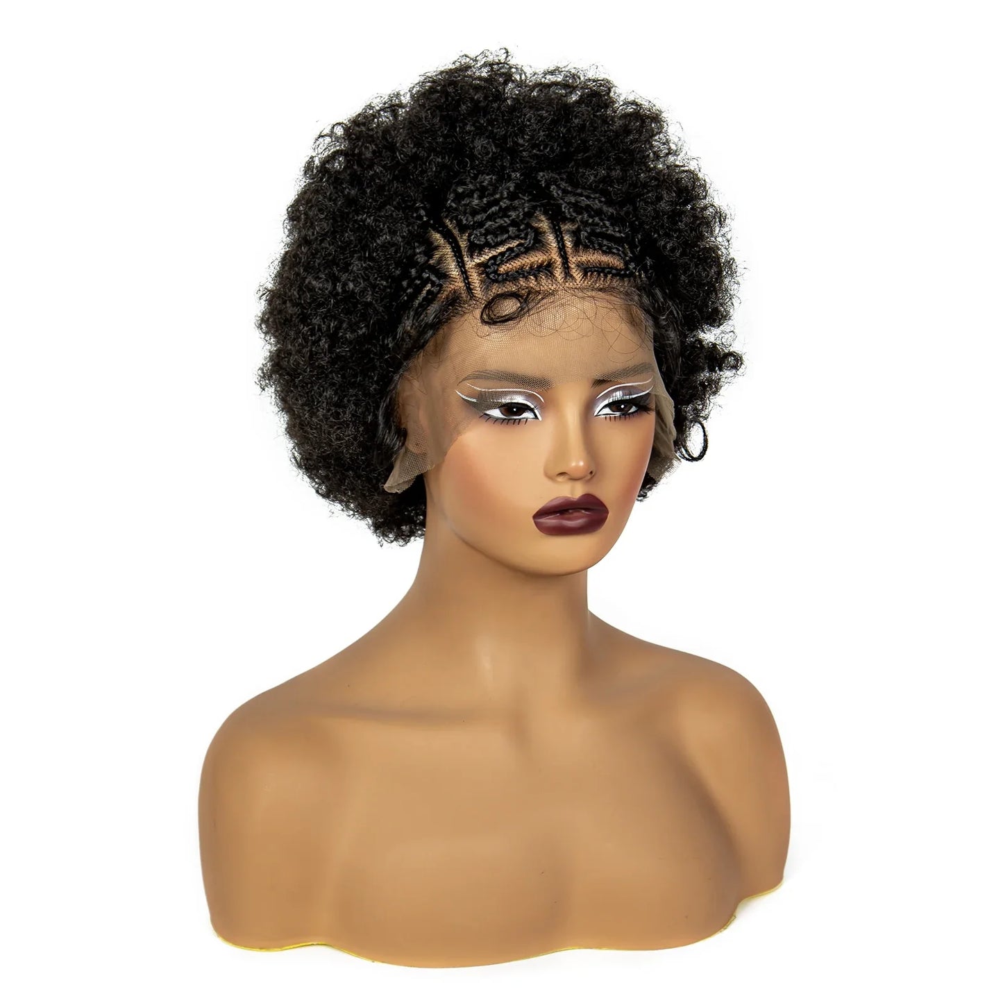 Burgundy Afro Curly Braids Bob Wig | 13x6 Lace | Baby Hair | Bouncy Curls