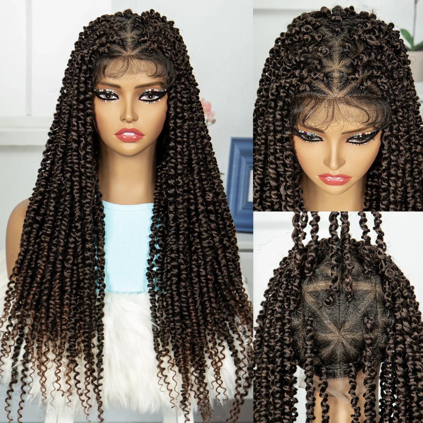 Burgundy Knotless Twist Dreadlocks Lace Front Wig | Crochet Braids | Full Lace | Black Women