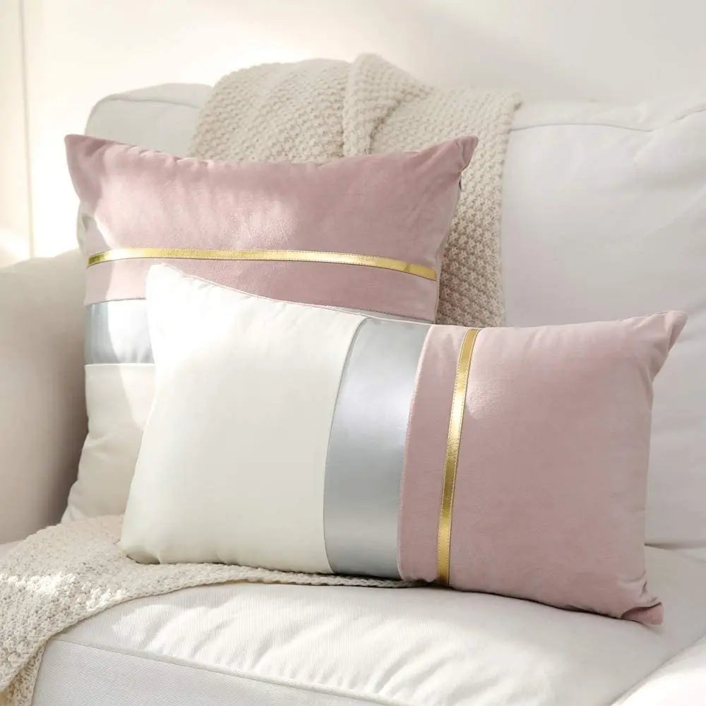 Luxury Velvet Cushion Cover, Patchwork Design Pillow Case, Home Decor, Sofa Pillows, 45x45cm, 30x50cm