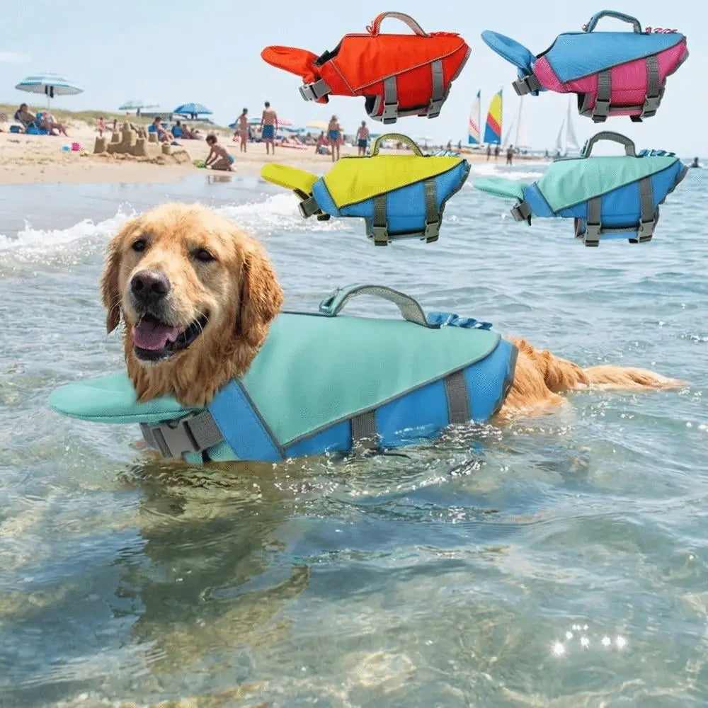 Pet Supplies Reflective Stripes Dog Life Jacket Adjustable Large Buoyancy Safety Vest Breathable Pet Life Vest Water Sports