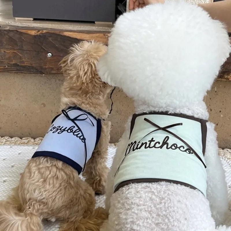 Summer Letter Printed Puppy Sling Breathable Teddy Vest Small Dog Bow T-shirt Casual Dog Clothes Pet Supplies