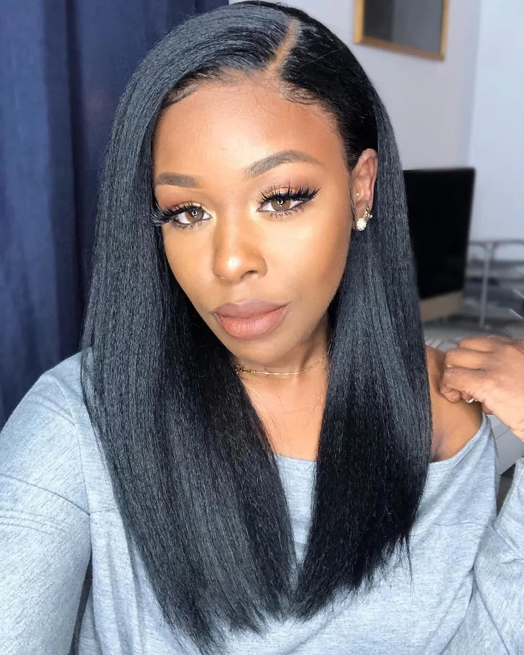 250% Density Light Yaki Straight 13x6 HD Lace Frontal Human Hair Wig