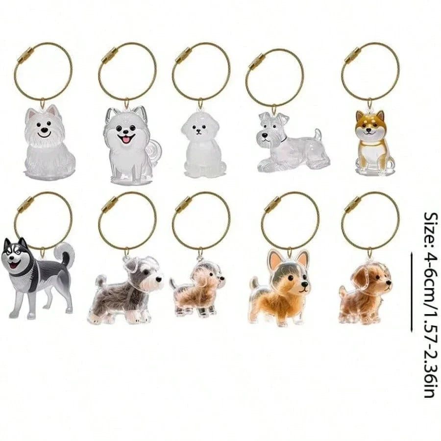 Transparent Dog Hair Storage Pendant Dog Hair Collector Keychain Pet Hair Memorial Bottle for Pet Lovers DIY Memorial Keychain