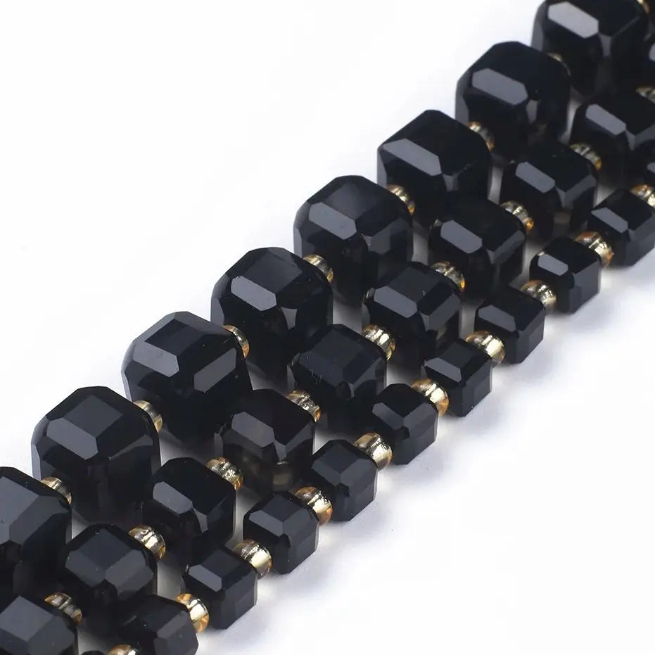 Natural Stone Faceted Square Black Agate Cube Spacer Beads For Jewelry Making Diy Bracelet Necklace Beading Accessories