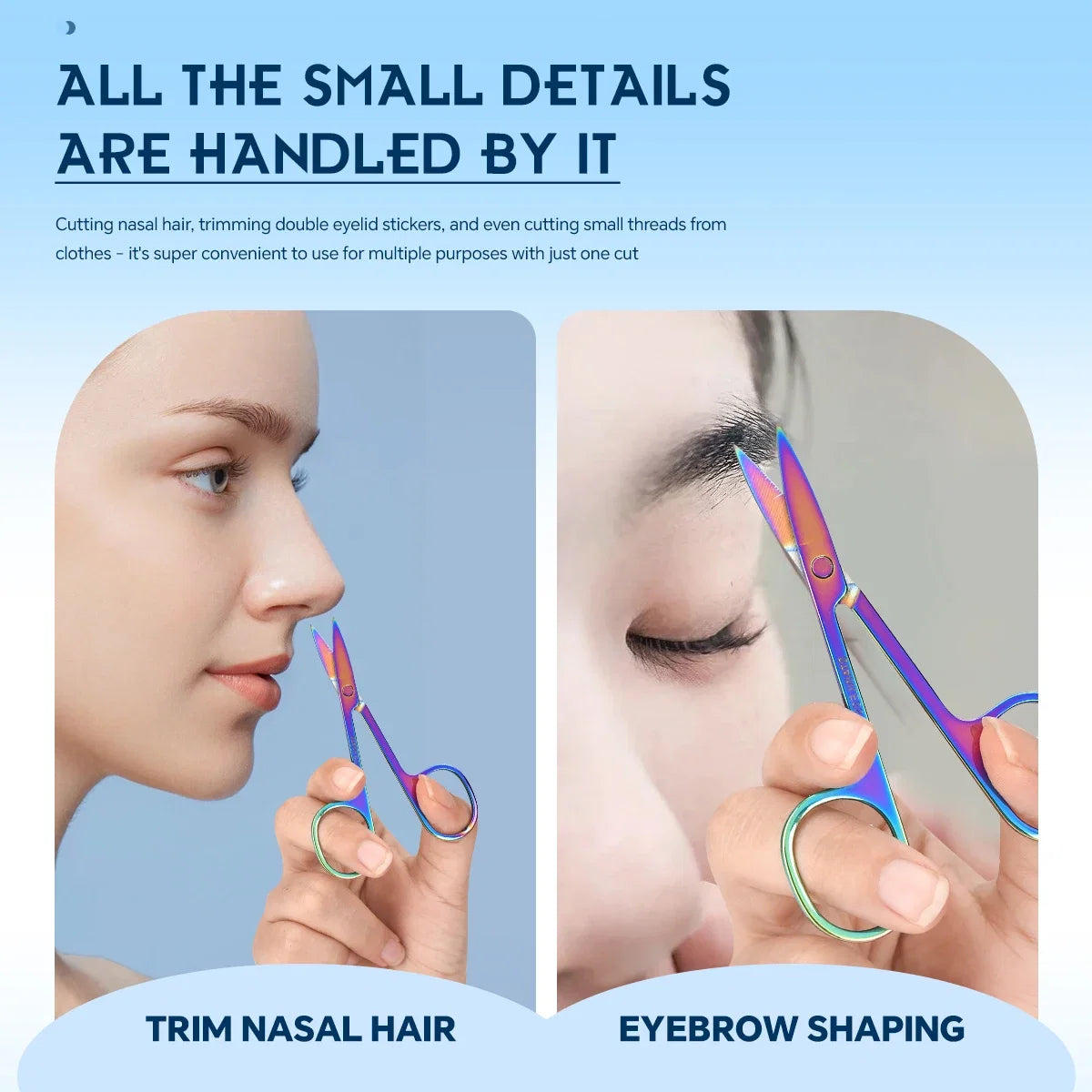 1 PCS Multi-purpose Small Beard Scissors Eyebrow Scissors Colorful Trimming Tool for Nails & Cuticle