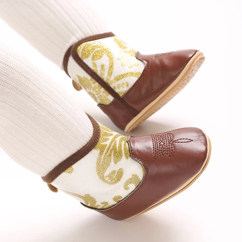 Baby Boys Girls Winter Boots 0-12 Months Western Denim First Walkers Warm Casual Fashion