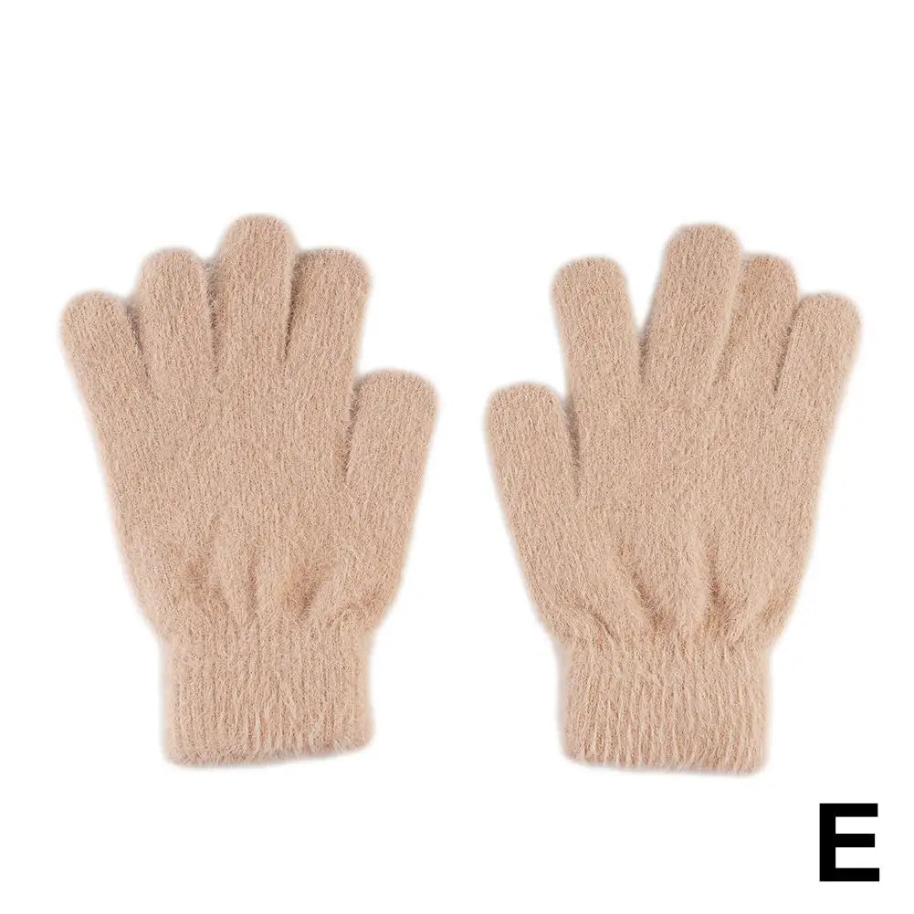 Winter Gloves Mink Velvet Five Finger Gloves Plush Warm Cold-proof Gloves Women Outdoors Cycling Solid Color Mittens