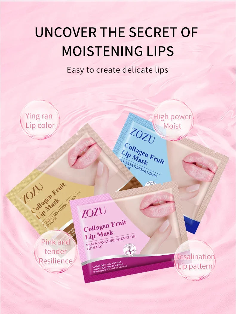10pcs ZOZU Crystal Collagen Lip Mask Plump Lips Moisturizing Anti Wrinkles Nourishing Lip Patches Lips Plumper Skin Care