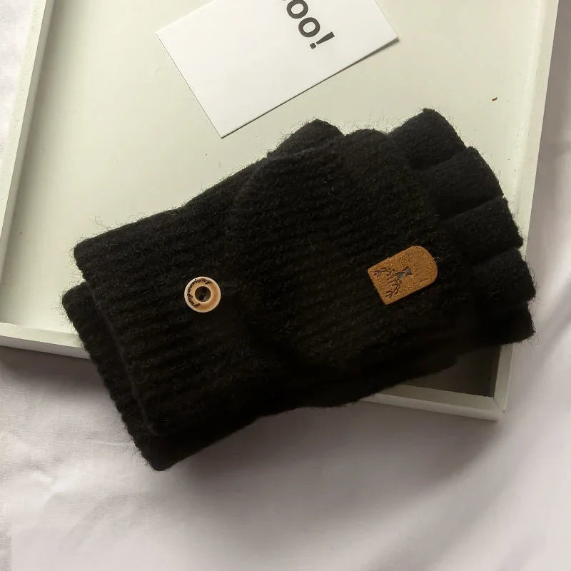Knitted Fingerless Gloves Winter Thicken Warm Touch Screen Gloves for Men Women Gloves Warm Half Finger Student Gloves