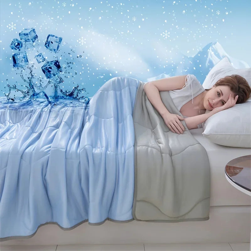 Breathable Cooling Summer Duvet Solid Color Lightweight Soft Cool Touch Comforter Quilt For Bedroom Indoor AC Daily Sleep