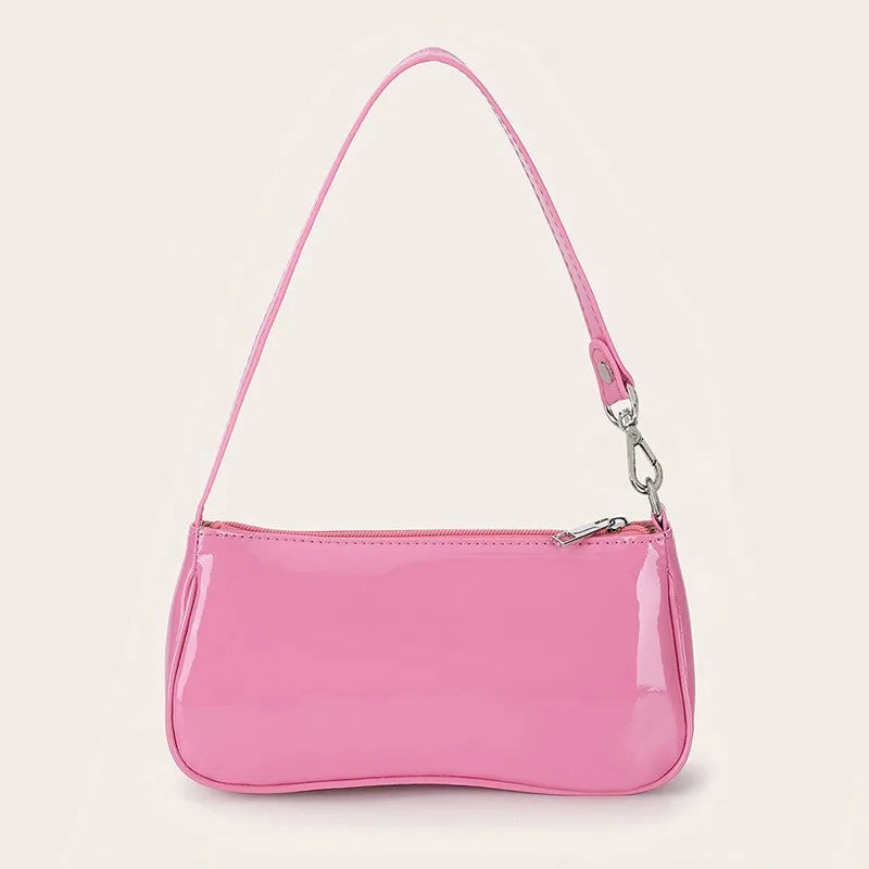 Retro Solid Color PU Leather Shoulder Bag | Fashionable Women's Casual Designer Hobo Underarm Handbag (Baguette Shape, All Seasons)