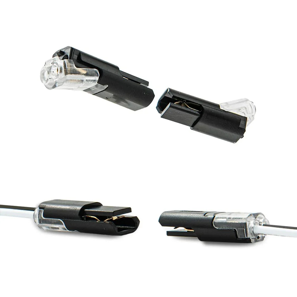 50Pcs D2 Quick Connect Wire Connectors – Optional Stripping Double Wire Plug in Connector with Locking Buckle,