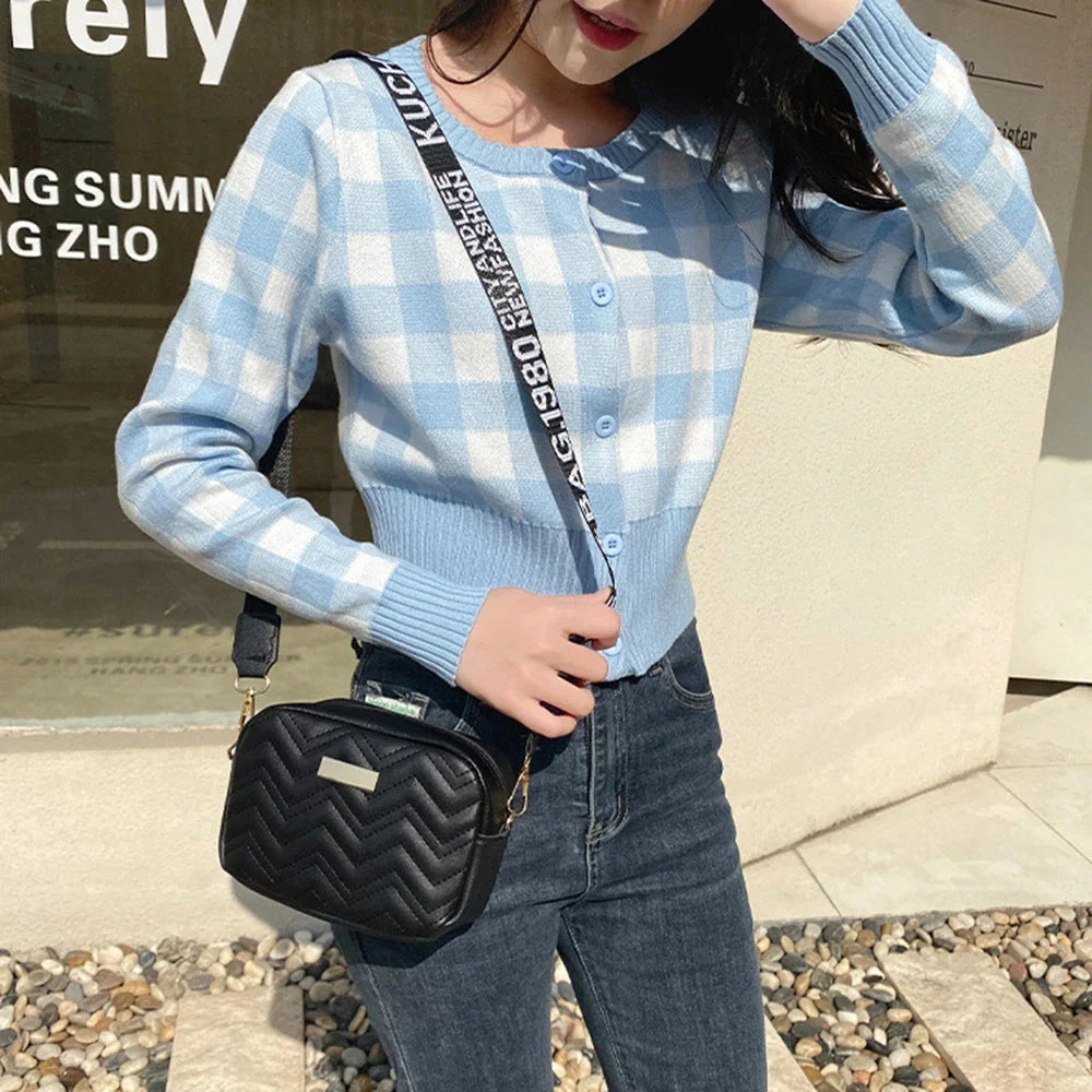 Fashion Wave Pattern Women's Shoulder Bag | Solid Color Crossbody Bag & PU Leather Wide Strap Purse (Female Handbags)