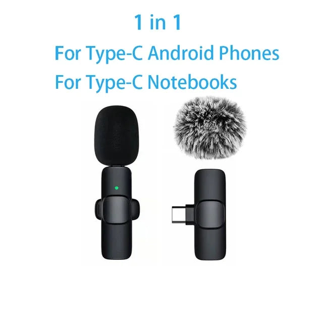 Wireless Lavalier Microphone Mini Lapel Noise Cancelling for iPhone 15/16/17 iPad Android Vlogging Interview - Compact Audio Rec