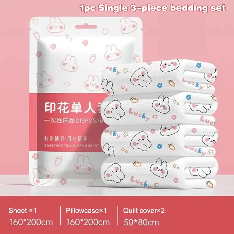 Waterproof Disposable 4 Piece Bedding Set Nonwoven Extra Thick Sheets Duvet Pillow Cover for Hotels Clinic Travel UseHot Sale