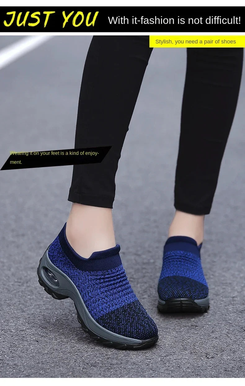 Women Sneakers Summer Fashion Black Sports Casual Shoes Breathable Mesh Lightweight Air Cushion Non-Slip Running Shoe Zapatillas