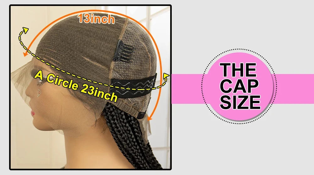 36" Full Lace Afro Cornrow Wig | Knotless Box Braids | Kanekalon Hair | For Black Women
