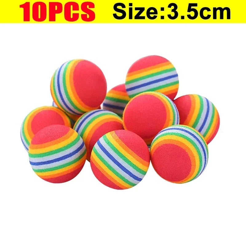 10-100x Colorful Cat Toy Ball EVA Bite-Resistant Elastic Rainbow Ball Kitten Puppy Chewing Training Interactive Toy Pet Supplies