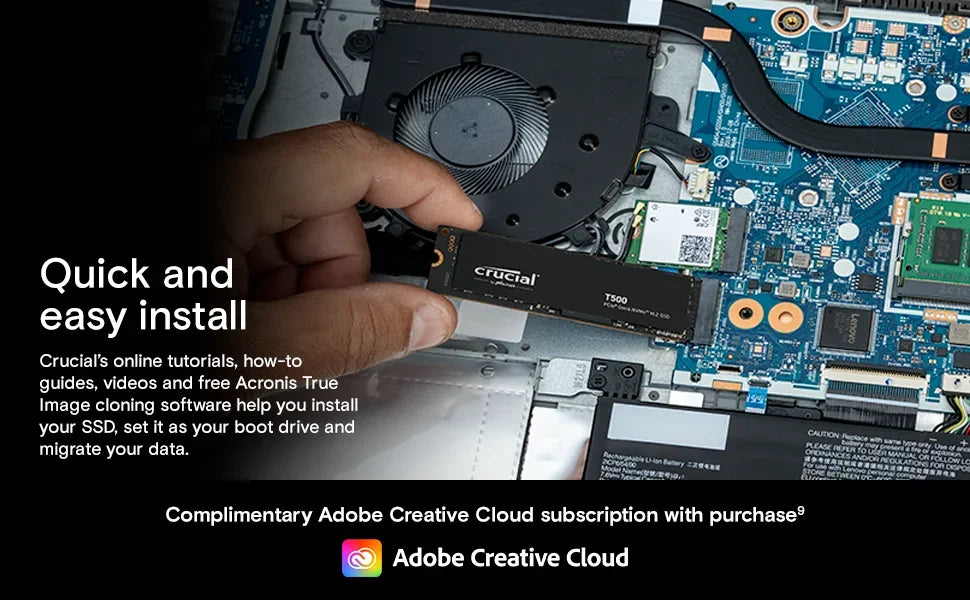 Fit PS5 Laptop PC Crucial T500 1TB PCIe Gen4 NVMe M.2 SSD 7300MB/s High Speed Gaming Drive OEM Original CT1000T500SSD8