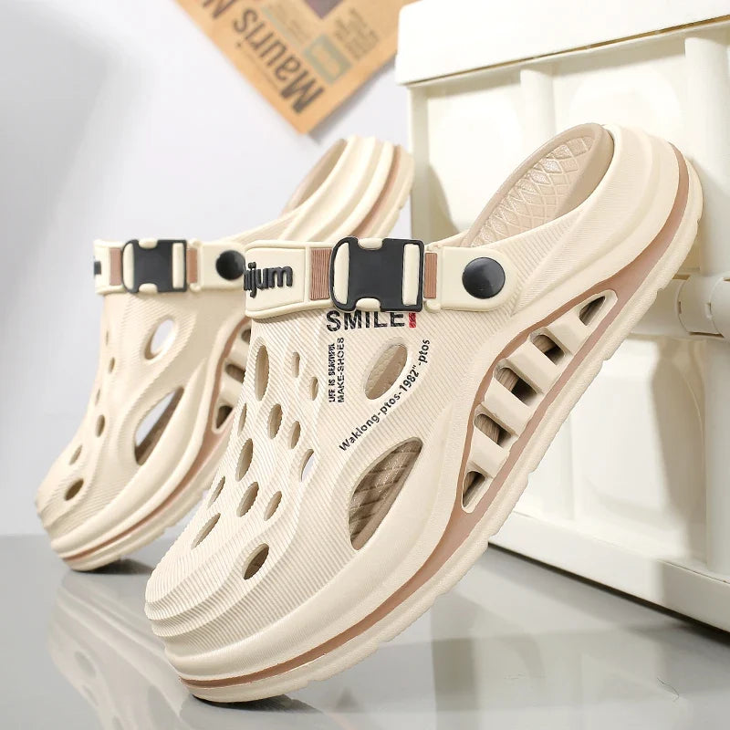2026 New Men's Holes oes Summer Thi Bot Anti-Slip Driving Beach Slippers Spor Casual EVA Injection Moulding Footwear