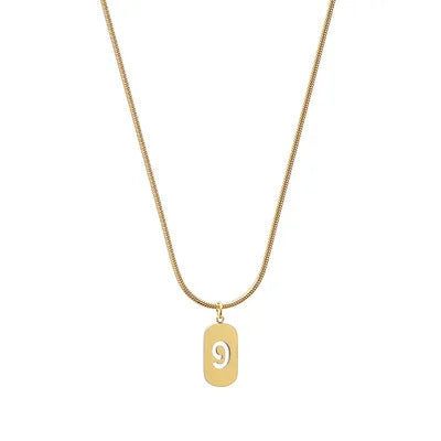 Stainless Steel Angel Number Necklace 0 1 2 3 4 5 6 7 8 9 Rectangle For Women Men Hollow Lucky Number Chain Necklaces Jewelry