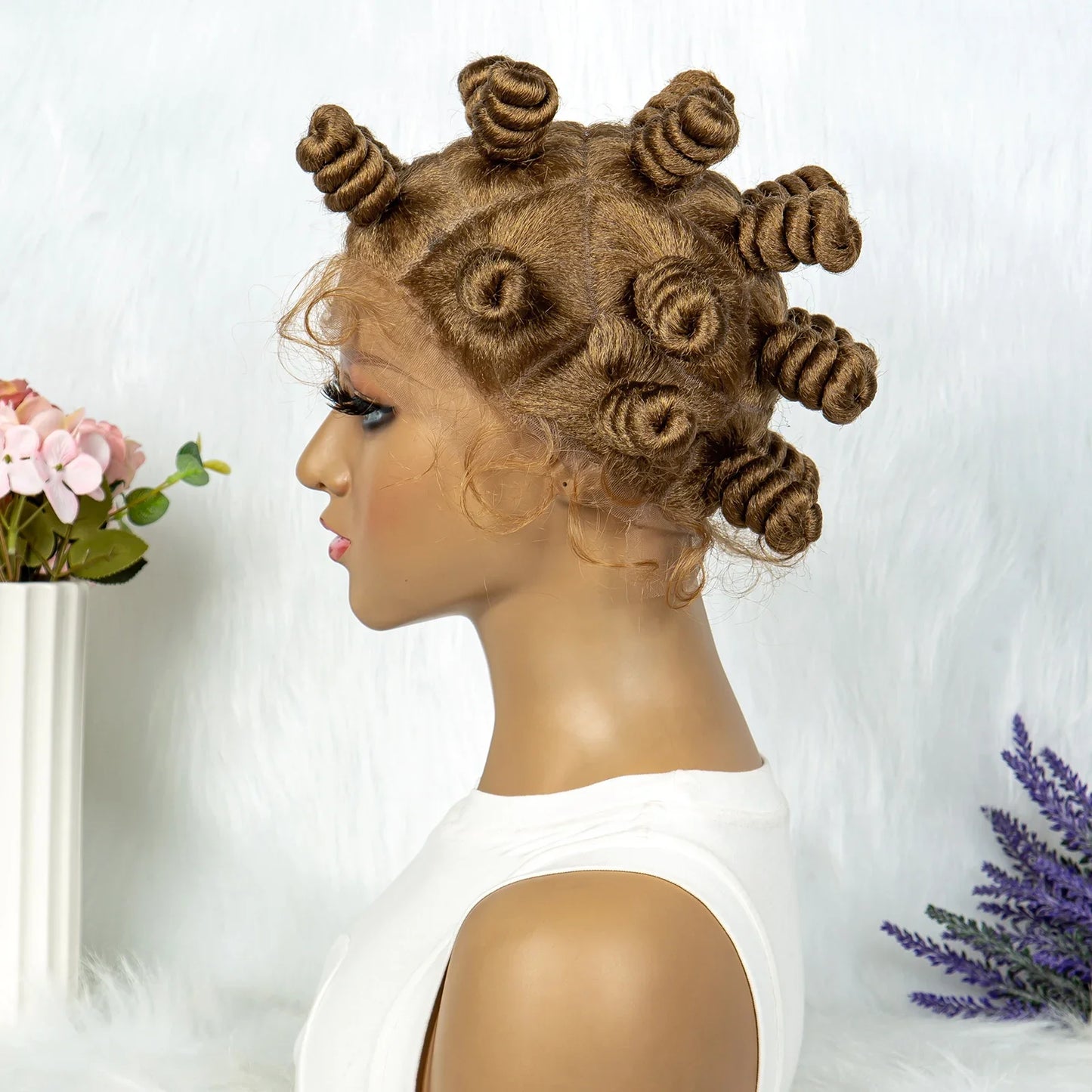 Knotless Braids Wig with Twist Buns | Full Lace African Braiding Hair