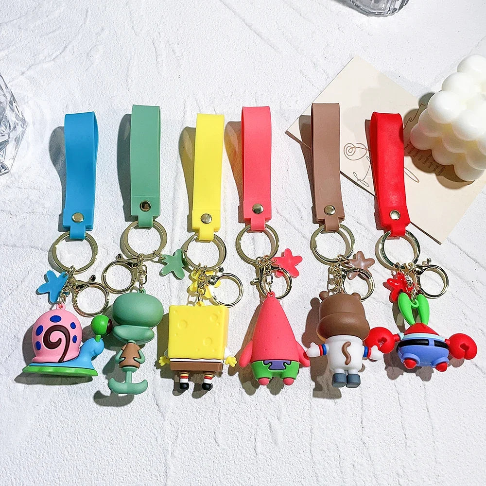 Anime Spongebob Squarepants Keychain Patrick Star Krabs Gary Sandy Kawaii Toys keychain Christmas gift bag Birthday Gift For Kid