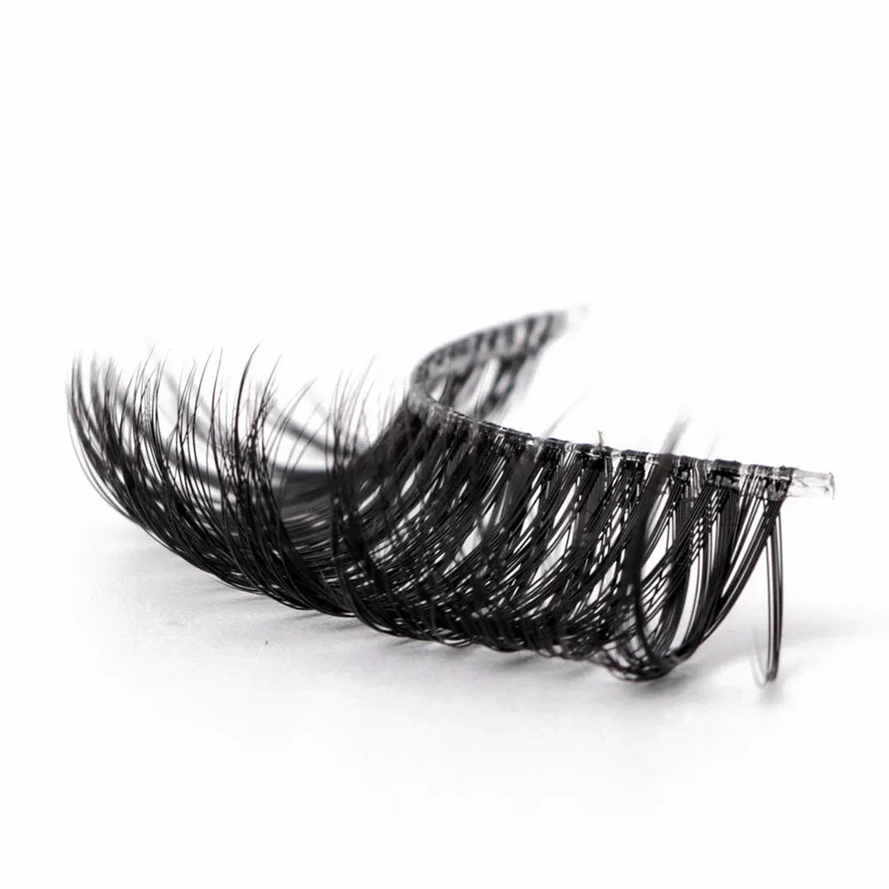 Yiernuo 1/5 Pairs Long Transparent Band Vegan Eyelash D Curl Russian Eyelashes Clear Band Lashes Invisible Band Lashes