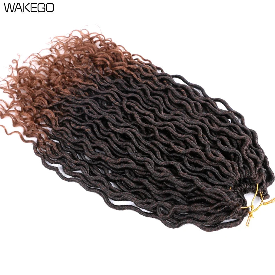 Goddess Faux Locs Crochet Hair | 18" Soft Curly Braids | Ombre Dreadlocks Extensions | 24 Strands/Pack