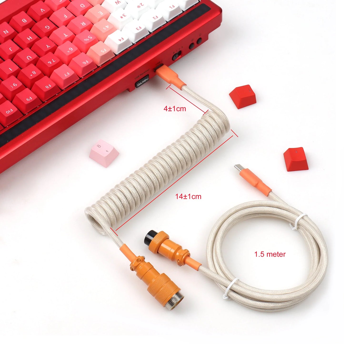 Mechanical Keyboard Type C to C End Coiled Cables with Detachable Aviator Connector Gaming Keyboard Wire