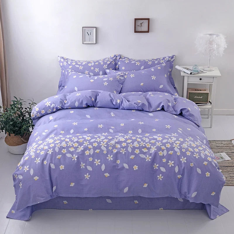 3PC 100% Cotton Duvet Cover Set Printing Bedding Set Cotton Soft Skin Friendly 1 Quilt Cover 2 Pillowcase